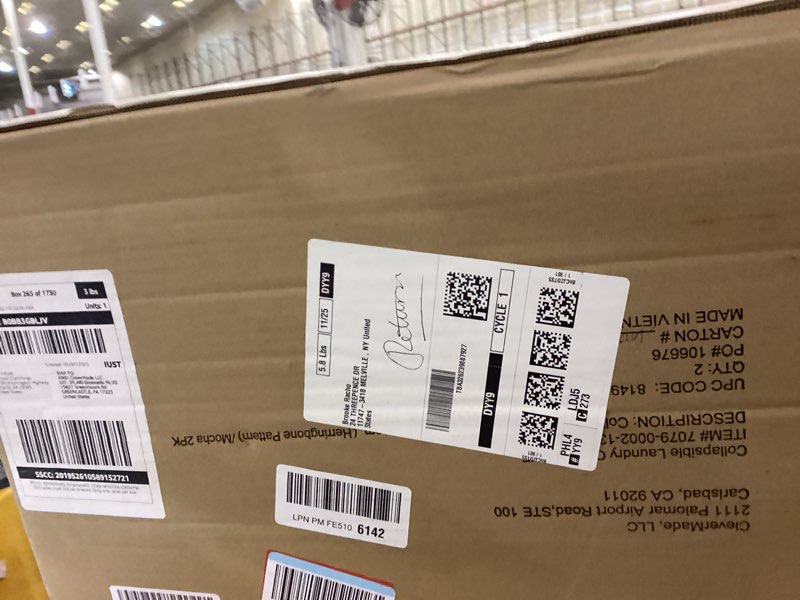 Condition photo showing New/Like New for CleverMade Collapsible Laundry Caddy -LUXE Cream Herringbone 2Pack 64L -Foldable Storage Organization Container Clothes Laundry Room Storage Solution Biege (LUXE) - Pack of 2