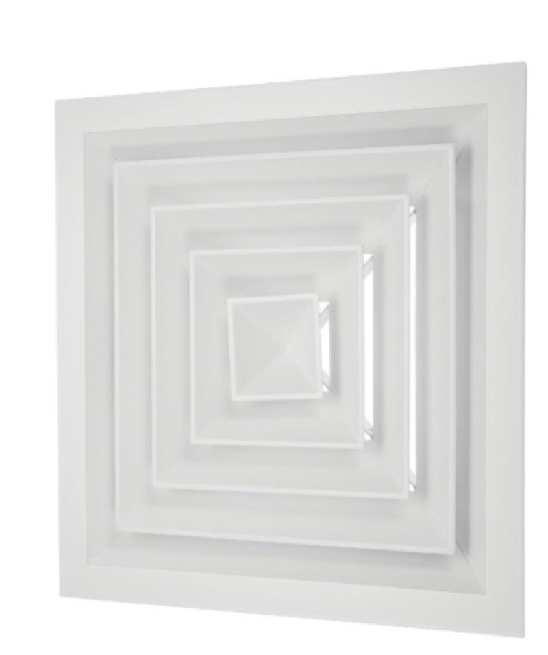 PATIKIL 11" x 11" Square Ceiling Diffuser,Aluminum Square Vent Cover HVAC Ceiling Diffuser for HVAC System Horizontal Flow Duct Industrial Home Office,White, 14" x 14" Ducting Opening Size