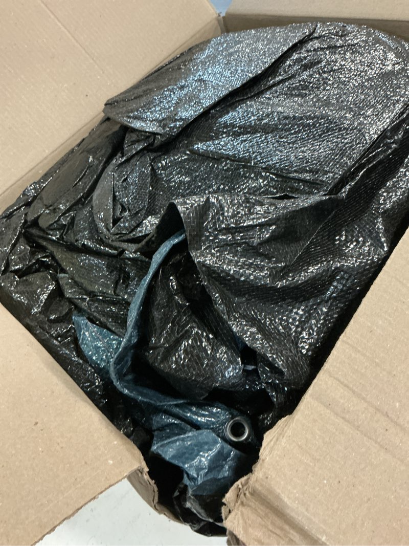 Condition photo showing As Is for robelle 15 x 21 ft extra heavy duty blue winter oval pool cover for above ground pools, 4 ft overlap (19 x 25 ft cover size), solid 10 x 10 scrim, 2.91 oz/yd2, 12-year warranty, style: 581521-4-roba extra heavy duty 15 x 21-ft. pool