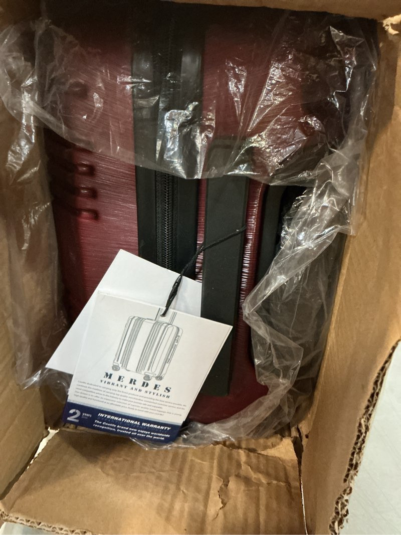 Condition photo showing As Is for Coolife Luggage PC+ABS Hardshell Suitcase with TSA Lock, Spinner Carry On Lightweight (wine red, S(20in_carry on)) wine red S(20in_carry on)