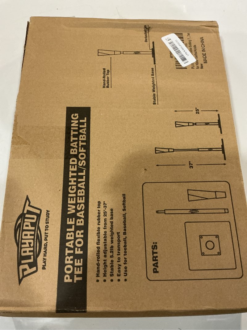 Condition photo showing New/Like New for portable batting tee for baseball/softball, height adjustment from 25-37 inch,easy transport premium baseball tee with rubber top,heave duty base hitting tee for kids/youths/adults