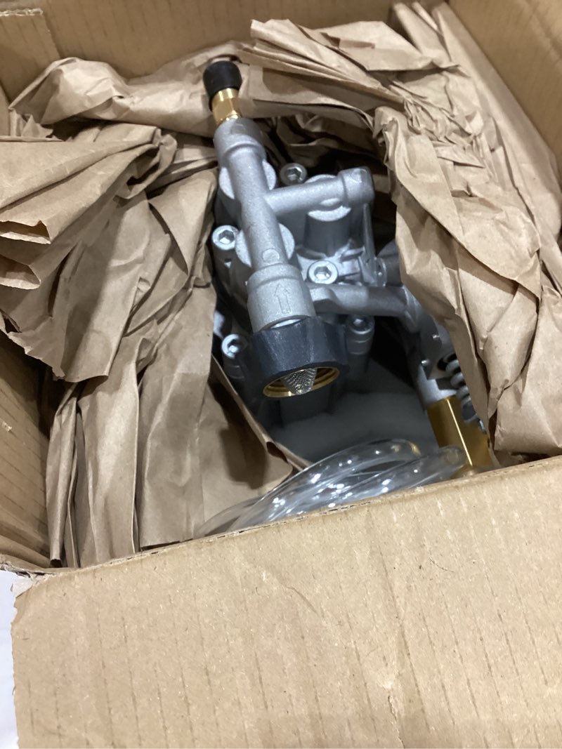 Condition photo showing Good Condition for vertical pressure washer pump 7/8" shaft, 3000 psi, 2.5 gpm replacement power washer pump, compatible with gcv190, 308653078, rear facing, m22-14mm outlet