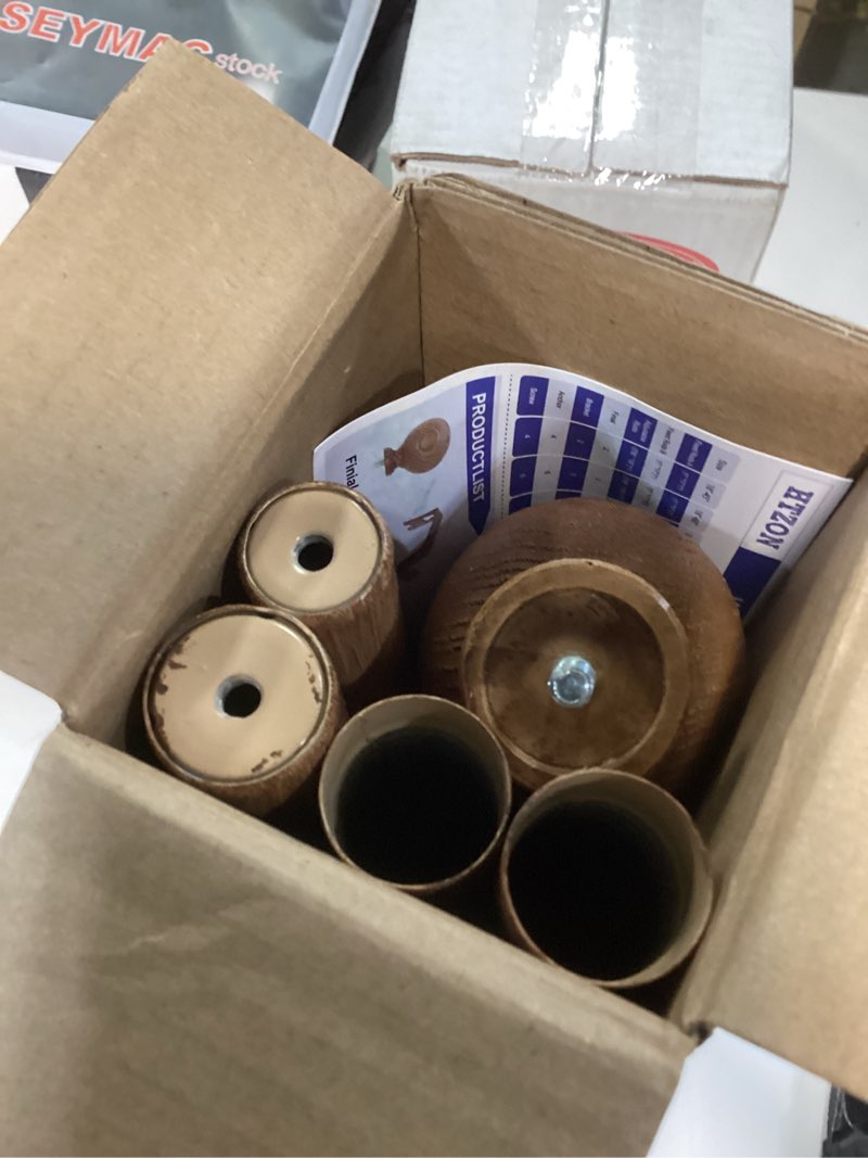 Condition photo showing Good Condition for htzon wood curtain rods for windows 18 to 60 inch,1 inch wood grain ball adjustable curtain rod,boho heavy duty curtain rods,farmhouse rustic single window curtains rods,brown drapery rods set 18-60" wood grain 18-60"(1 pack)