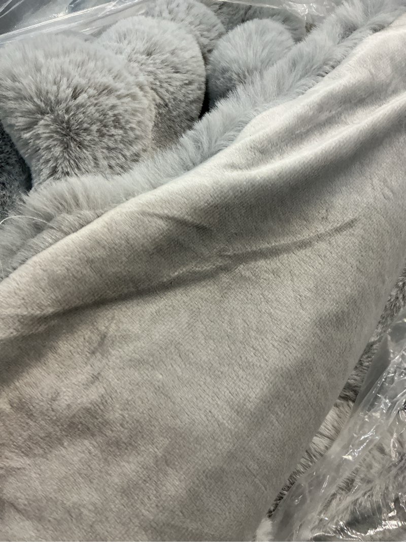 Condition photo showing Good Condition for cozy series grey with white streaks winter comfort theme faux fur throw blanket, office blanket, heating blanket ruched faux fur throw/glacier(50x60)