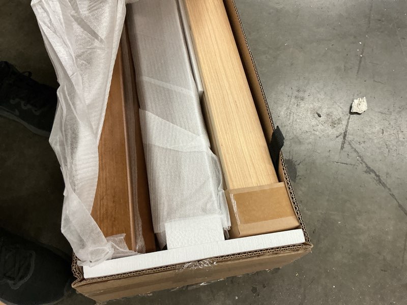 Condition photo showing New/Like New for Max & Lily Twin Bed Frame with Slatted Headboard, Solid Wood Platform Bed for Kids, No Box Spring Needed, Easy Assembly, Pecan