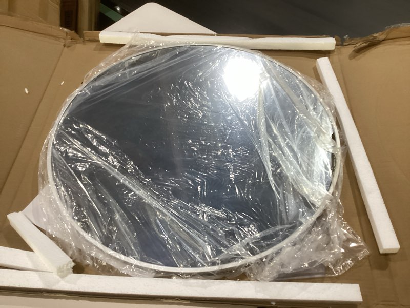 Condition photo showing Good Condition for 24x36 arch mirror square full length wall mounted hanging or against wall metal aluminum alloy frame dressing make-up mirrors for entryway bedroom bathroom living room 24 36 inch silver silver 36"l x 24"w