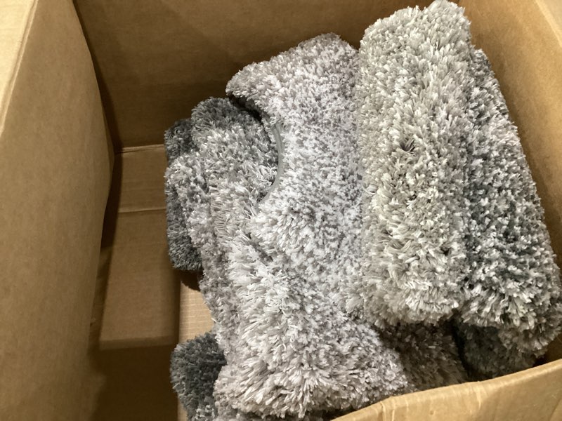 Condition photo showing As Is for olanly bathroom rugs sets 3 piece, soft absorbent microfiber bath mats and u-shaped contour toilet rug, machine wash dry, plush shaggy bath mat set for bathroom (30"x20"+24"x16"+24"x20", grey) 30" x 20" + 24" x 16" + u24" x 20" grey