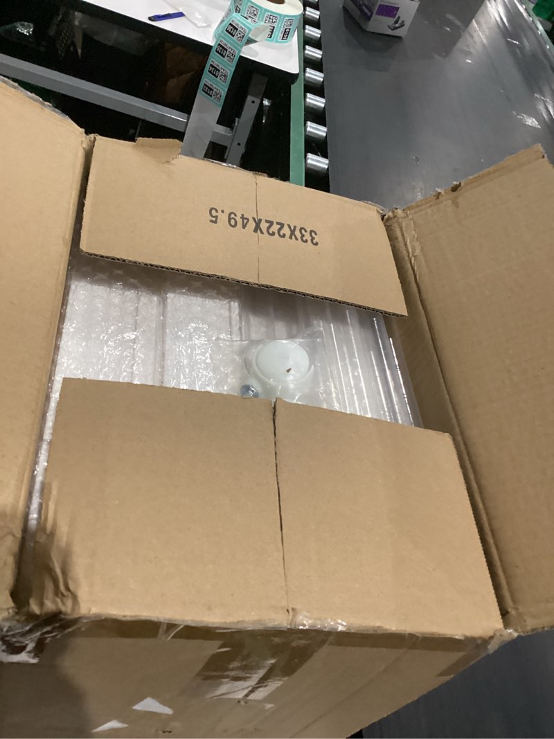 Condition photo showing As Is for 4 Tier Plastic Storage Bins with Lid 35QT, Stackable Storage Containers with Wheels, Folding Boxes, Collapsible Bins, Closet Organizers and for Living Room,Office,Dorm White 4-Tier 36QT