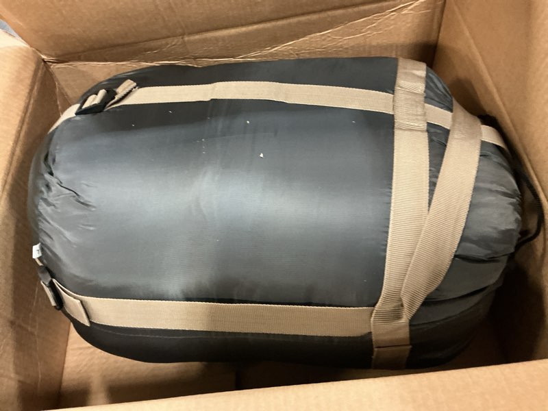 Condition photo showing Good Condition for atarashi camping sleeping bag- 4 seasons for adults, light, warm, extra-large with compression sack- great for hiking, backpacking & outdoor adventures dark grey/regular(33''x87'')