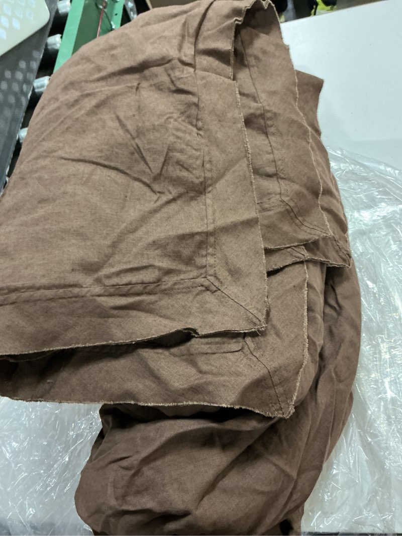 Condition photo showing As Is for quince european linen double flange duvet cover coffe  queen 