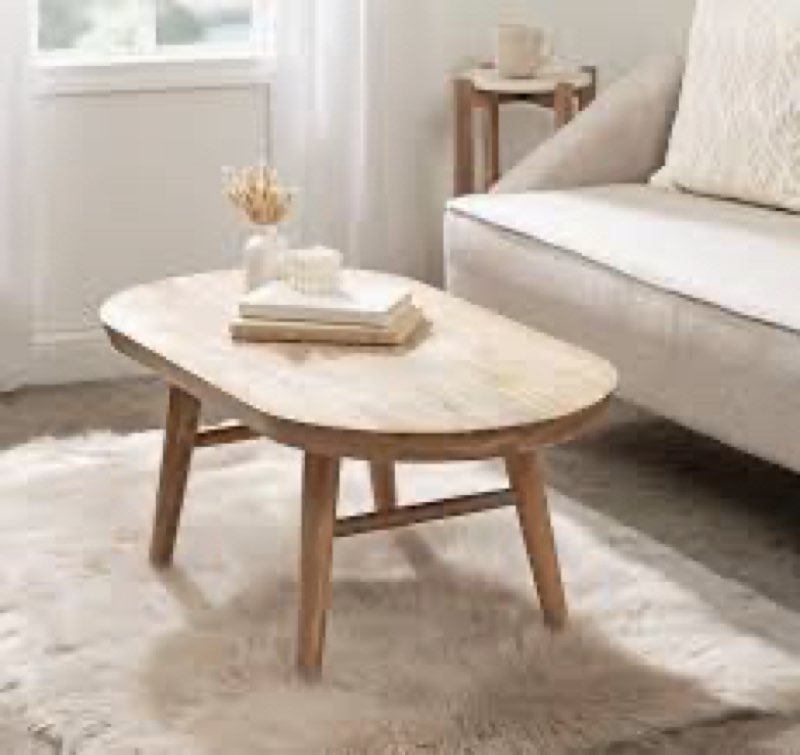 Berenike Oval Living Room Coffee Table with Tapered Legs