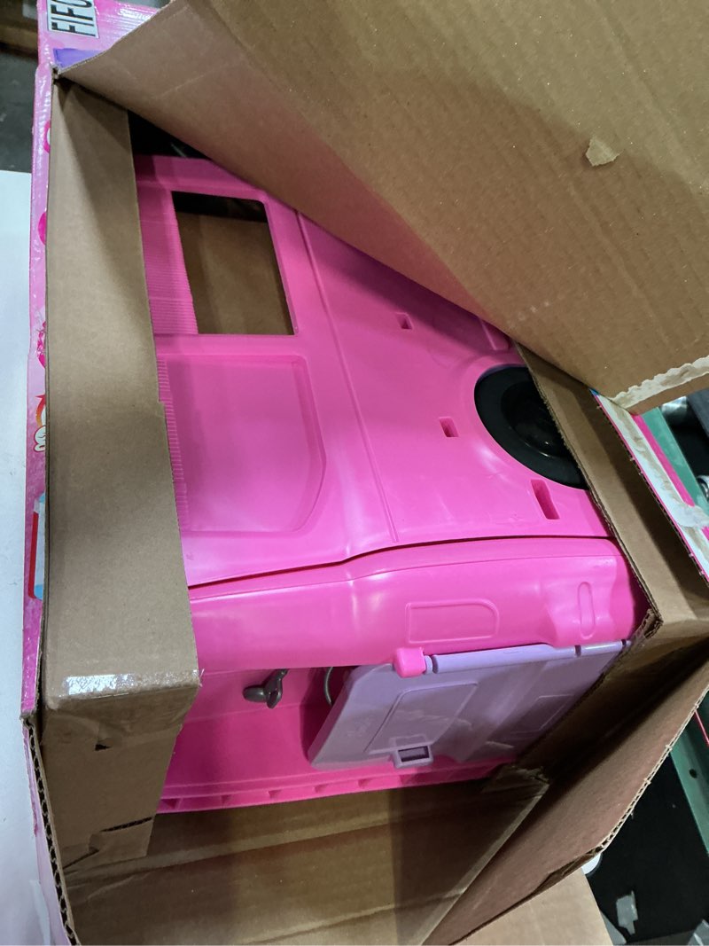 Condition photo showing Good Condition for (Incomplete)Barbie Dream Camper Playset with Roof Tent, BBQ Grill with Color-Change Feature and 60+ Accessories