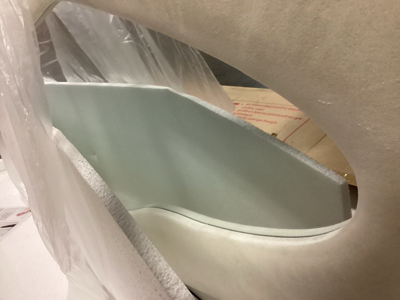 Condition photo showing New/Like New for Full Length Mirorr, 63"x24" Mirror Full Length, Irregular Wall Mounted Mirror, Standing Floor Mirror with Flannel, Wavy Body Mirorr Hanging or Leaning Against Wall for Bedroom (White) Irregularly - White