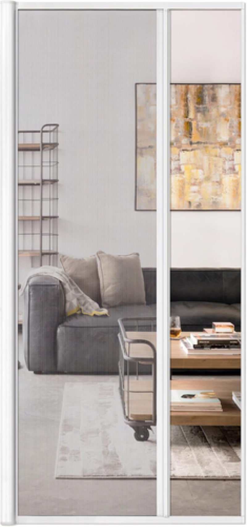 Paramondo Retractable Door Screen for Single Door, Free Stop Sliding Patio Doors - Durable White Alu