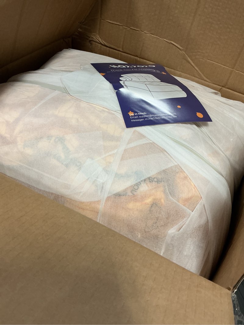 Condition photo showing New/Like New for MAXYOYO Folding Sofa Bed, L-Shaped Convertible Sofa Bed with Armrest Foldable Sleeper with Pillow, Portable Fold Out Chair Bed Comfy Floor Sofa Lounge for Living Room Bedroom, Orange