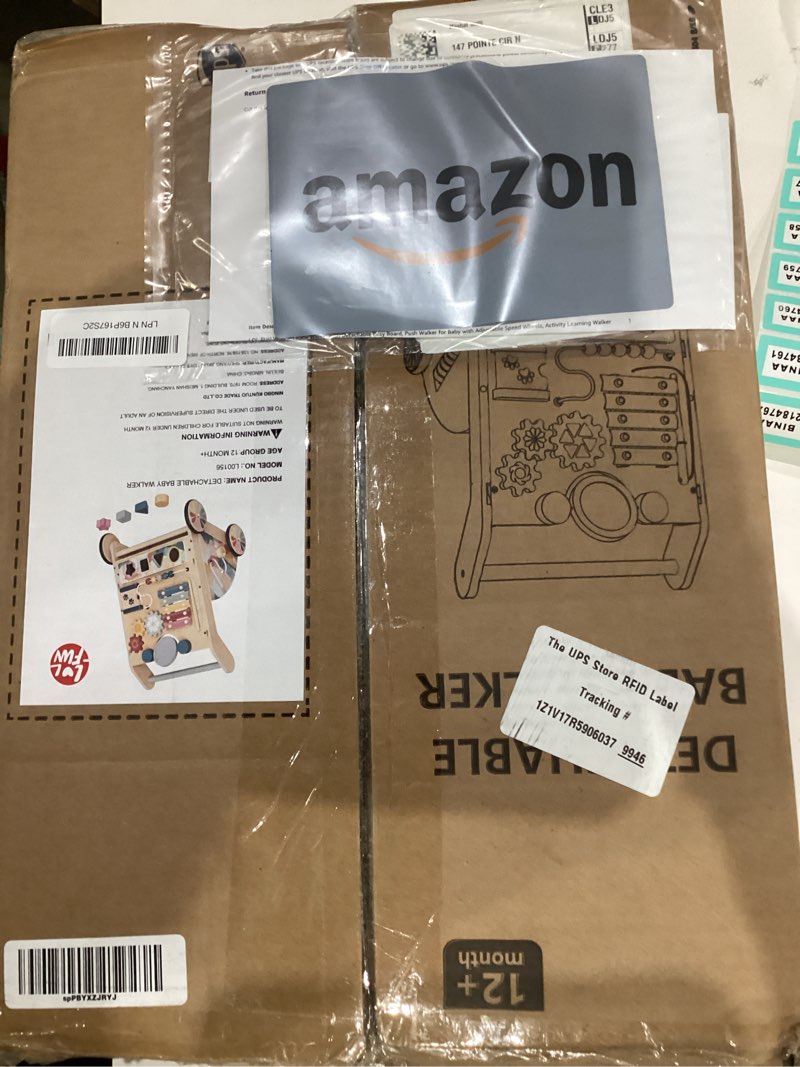 Condition photo showing New/Like New for LOL-FUN Wooden Baby Walker with Detachable Busy Board, Push Walker for Baby with Adjustable Speed Wheels, Activity Learning Walker for Boys Girls 6-12 Months Single-Sided Walker