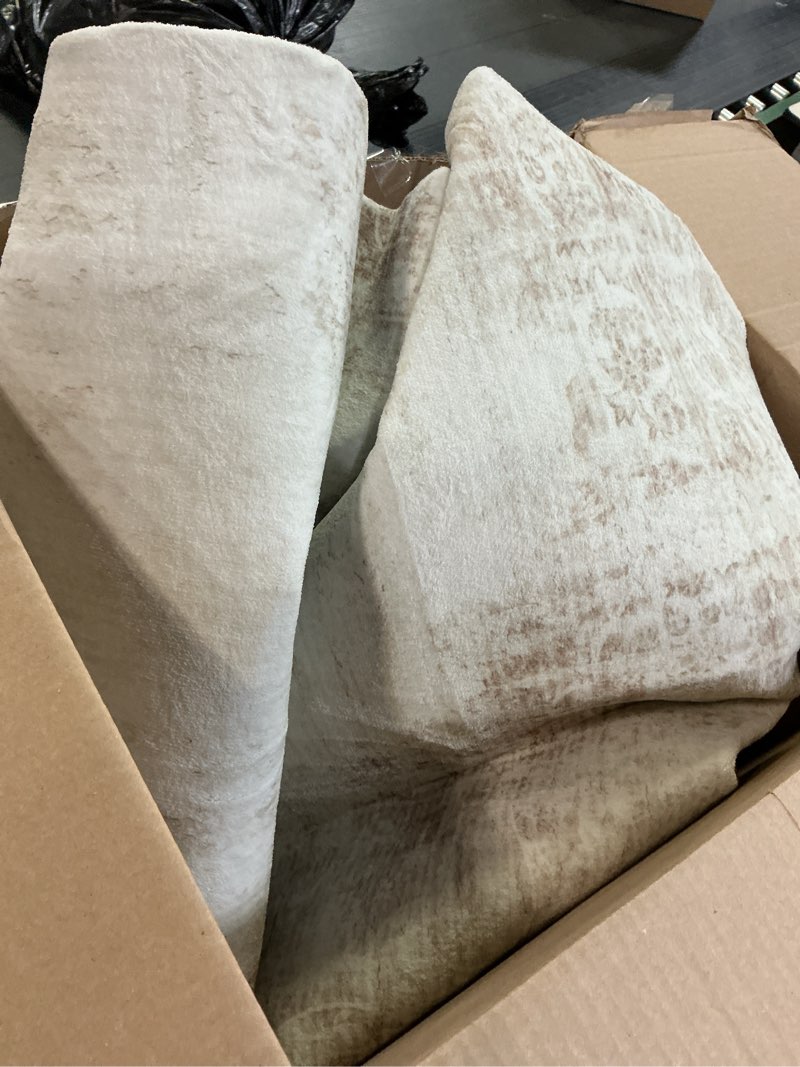 Condition photo showing As Is for Area Rugs 8x10 Vintage Rug: Large Washable Living Room Rug Retro Medallion Distressed Rugs Soft Low Pile Non-Slip Indoor Floor Carpet for Bedroom Kitchen Nursery Dining Table Office (Beige, 8'x10') Beige 8' x 10' (Rectangular)