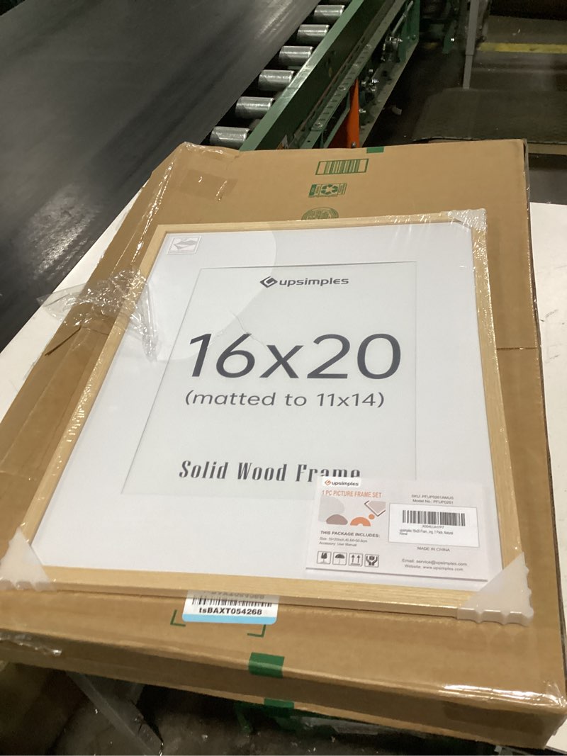 Condition photo showing New/Like New for upsimples 16x20 frames, natural solid wooden picture frames, display 11x14 with mat or 16 x 20 without, vertical or horizontal wall hanging, 1 pack, natural natural 16x20