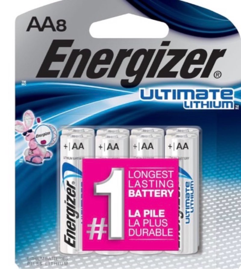 Energizer Ultimate Lithium AA Batteries, 12 pack, 8 Count (L91SBP-8) 