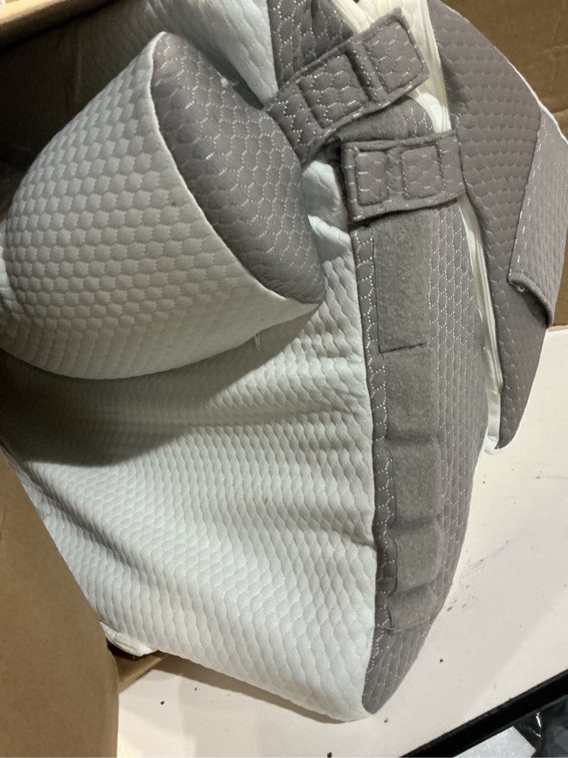 Condition photo showing As Is for ruqmuis 3pcs wedge pillow set for after surgery, adjustable 9&12 inch bed wedge pillow for sleeping, incline pillow wedge for headboard, post surgery, acid reflux, neck&back support, white/grey white/grey adjustable 9&12 inch + 1 head pillow