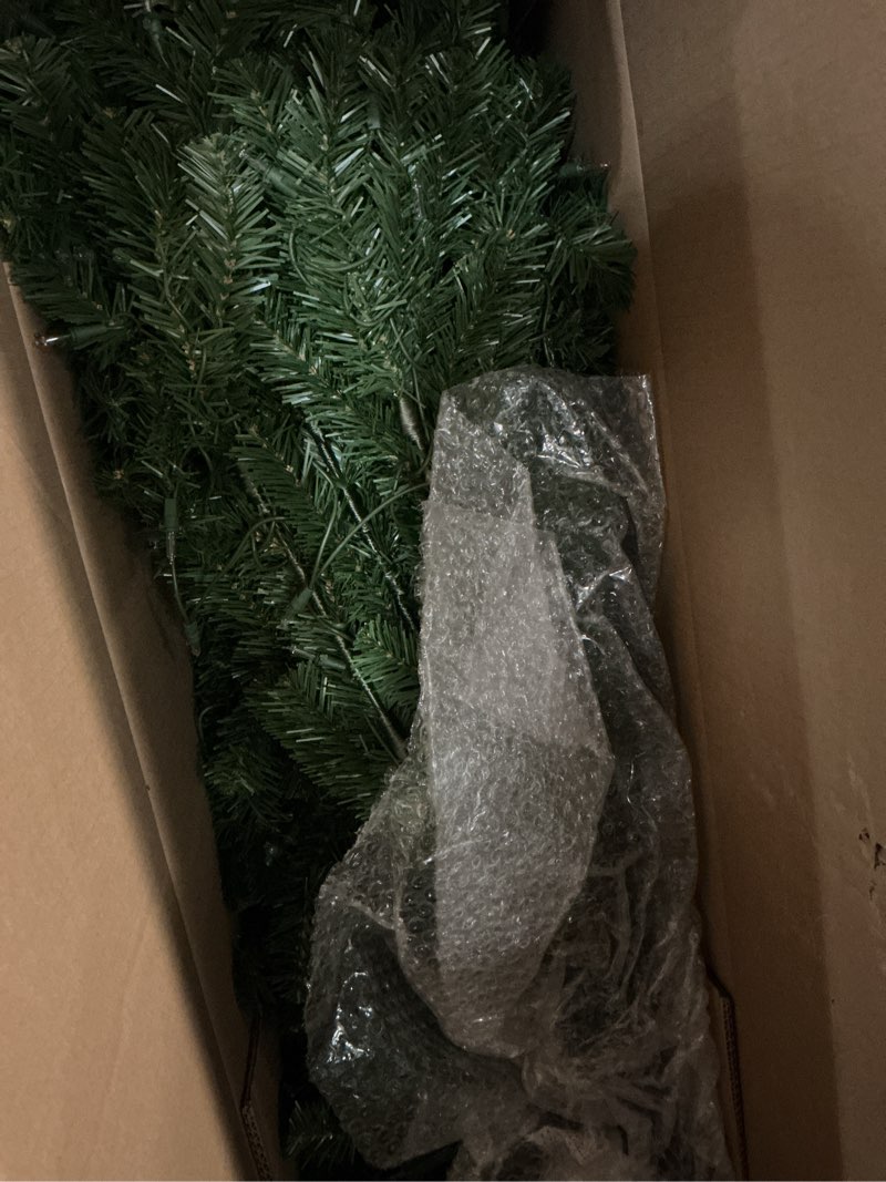 Condition photo showing Good Condition for national tree company 7 ft pre-lit north valley spruce artificial christmas tree, 500 clear lights, 1,096 tips, includes stand, green 7ft