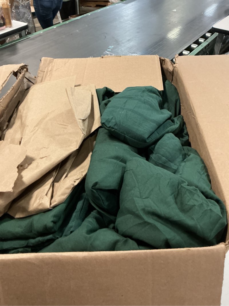 Condition photo showing As Is for CozyLux King Size Comforter Set Emerald Green Seersucker 7 Pieces Bed in a Bag King Comforter Set with Sheets, Luxury Soft Bedding Set with Down Alternative Comforter, Sheets, Pillowcases & Shams Emerald Green King