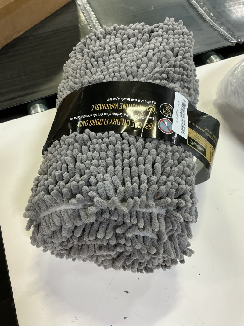 Condition photo showing Good Condition for lochas luxury bathroom rug shaggy bath mat 24 x 60 inch, washable non slip bath rugs for bathroom shower, soft plush chenille absorbent carpets mats, gray grey 2' x 5' (24''x60'')