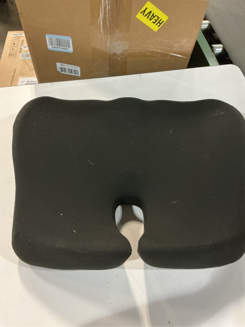 Condition photo showing As Is for Deluxe Comfort Coccyx Orthopedic Memory Foam – Sciatica Relief – Tailbone Support – Great for Car or Office – Seat Cushion, Black