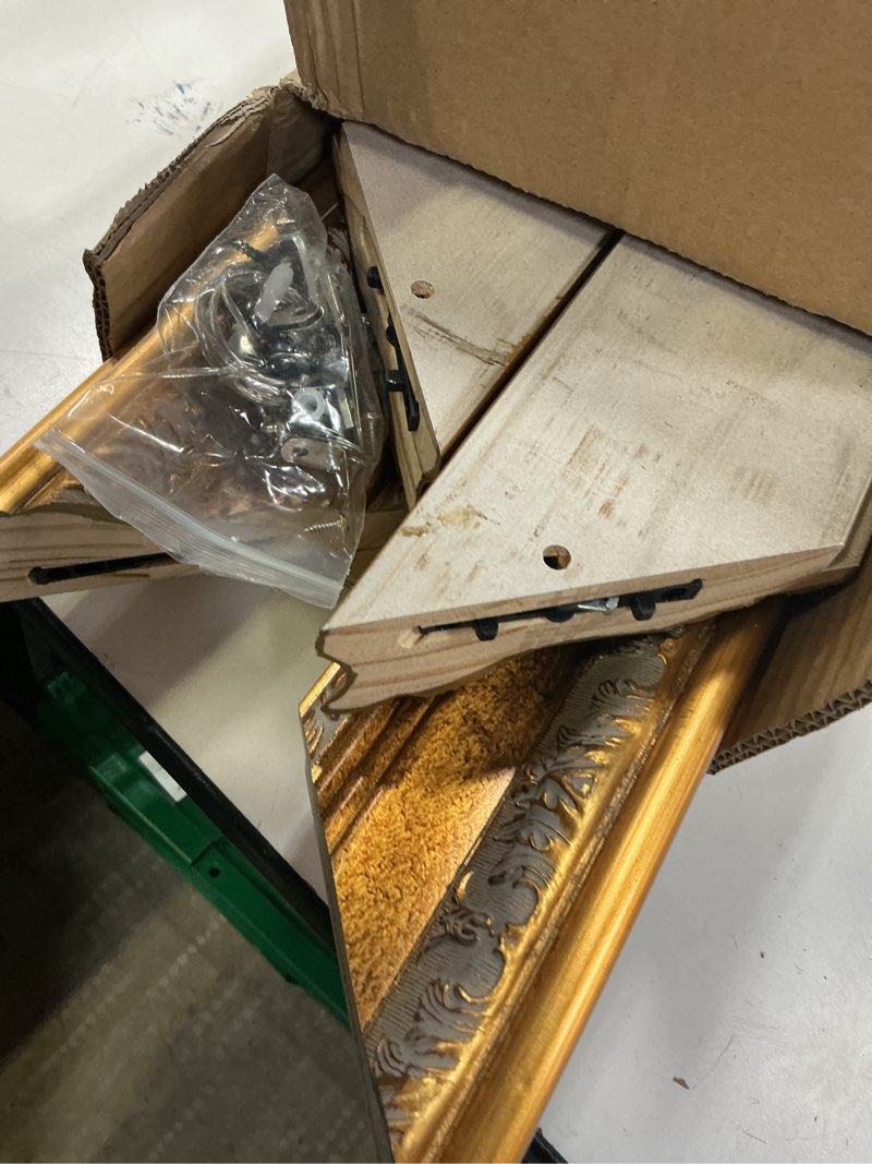 Condition photo showing As Is for antique frame for 20x24 canvas paintings, no front & back, 3.6" wide diy solid wood vintage frames for baroque victorian wall art prints class artwork designer, home office gallery decor (gold) 20x24“