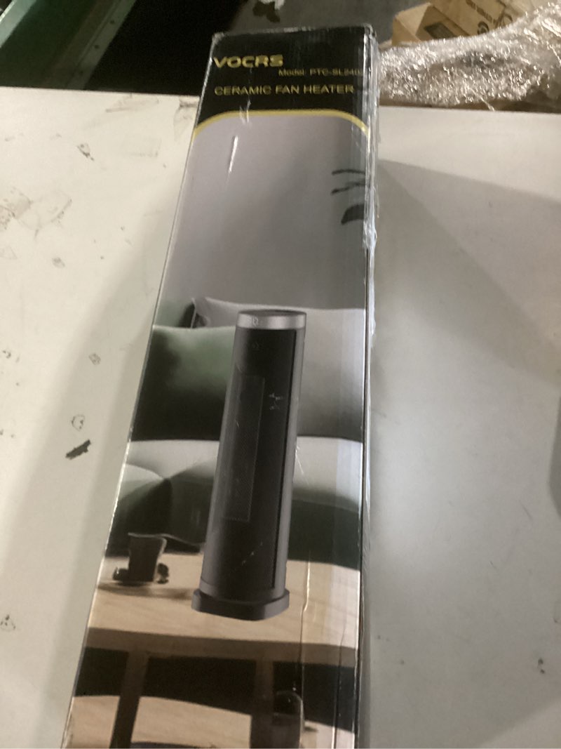 Condition photo showing New/Like New for space heater for indoor use with remote - 70° oscillating tower electric heater, 24 inchs, 12h timer, 1500w quiet ptc ceramic heating with thermostat, fast safety heat for office, home, bedroom