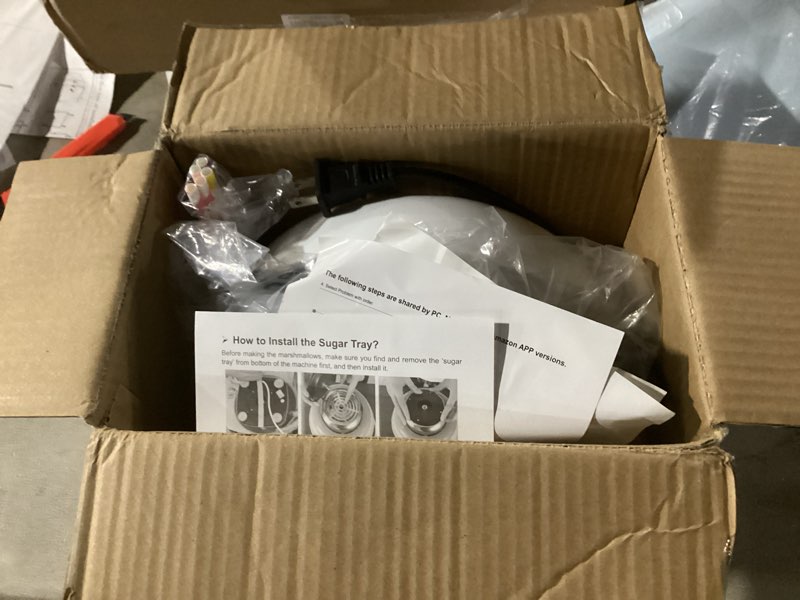 Condition photo showing Good Condition for Mini Cotton Candy Maker Machine - Easy to Use & Clean, Quiet Floss Maker for Kids, Christmas Gift, Birthday Party, Home Use - Includes Sugar Scoop & Sugar Floss Sticks (Sugar Not Included) White