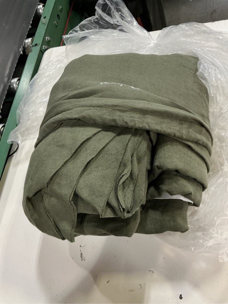 Condition photo showing Good Condition for quince european linen double flange duvet cover set, king/cal king, dusty olive
