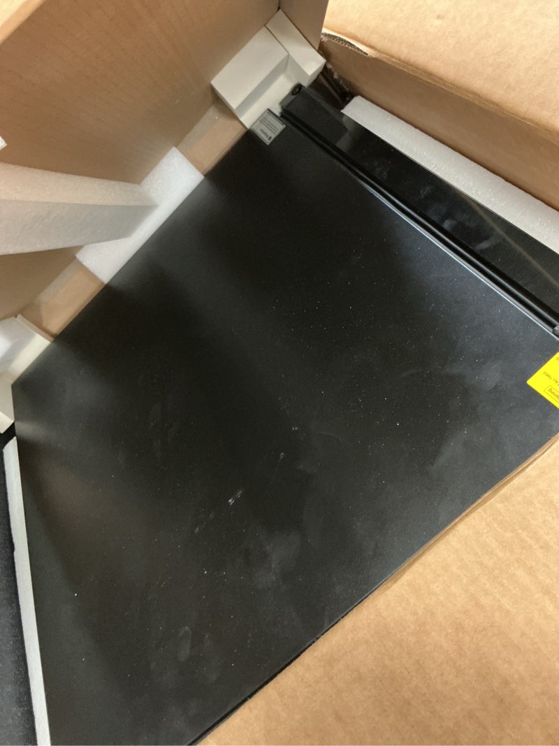 Condition photo showing As Is for 24 inch beverage refrigerator, 180 cans under counter beverage fridge with glass door, led light, built-in or freestanding beer fridge for soda, water, wine - home, bar or office