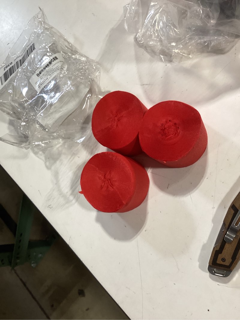 Condition photo showing Good Condition for partywoo crepe paper streamers 4 rolls 328ft, pack of red crepe paper for party, wedding, birthday & baby shower decorations (1.8 inch x 82 ft/roll) red-9577