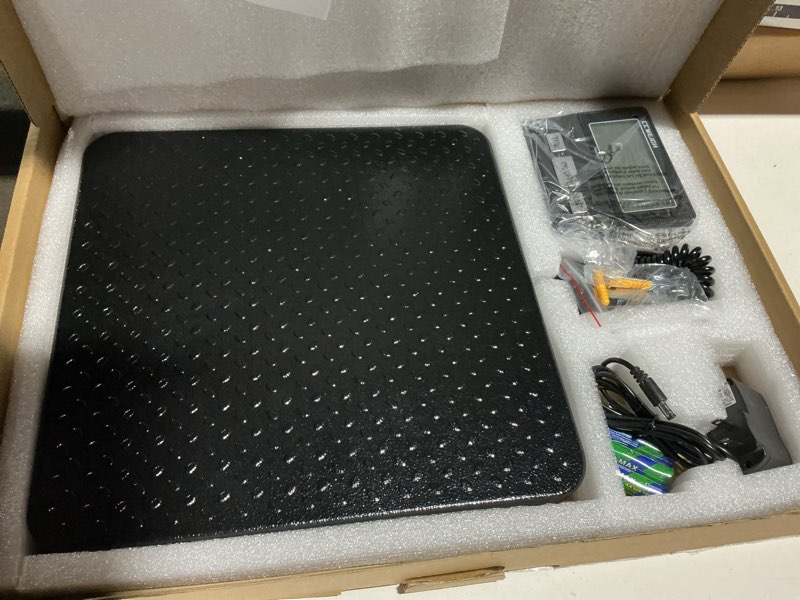 Condition photo showing Good Condition for digital shipping scale with weight indicator, 440lb/1.76oz, for small business, parcels, home, luggage, etc., digital postal scale with ac adapter and lcd digital display.