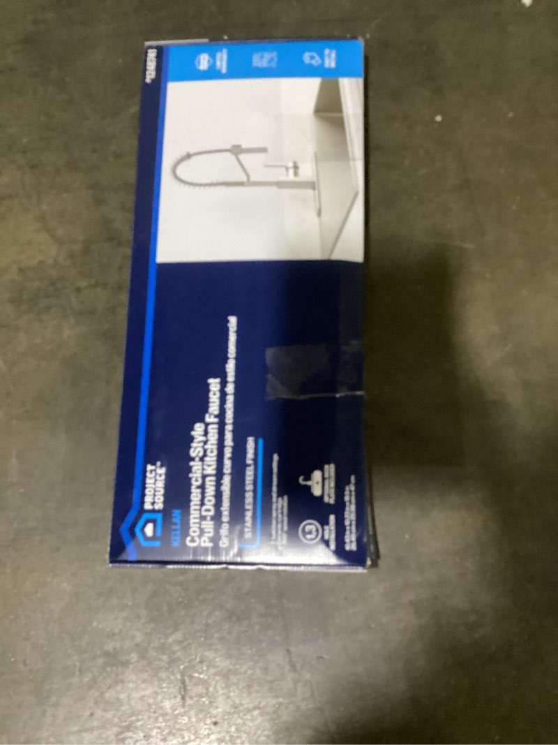 Condition photo showing As Is for project source kellan commercial style pull down kitchen faucet