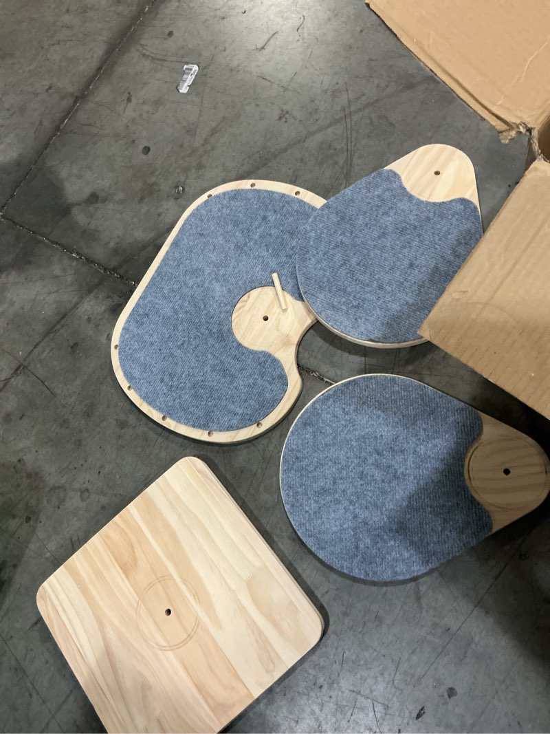 Condition photo showing As Is for (incomplete)large cat tree floor to ceiling cat tower height adjustable? floor to ceiling cat tree ? space capsule, natural sisal rope scratching post, cozy bed