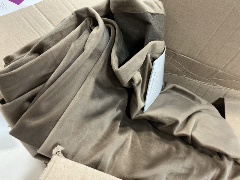 Condition photo showing Good Condition for jinchan velvet curtain for living room, truffle thermal insulated luxury drape for bedroom 108 inch long, stylish design super soft privacy room darkening window treatment rod pocket 1 panel, coffee 52"w x 108"l (pack of 1) truffle