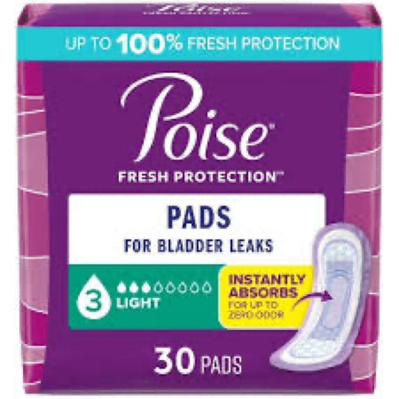 Poise Ultra Thin Incontinence & Postpartum Pads with Wings for Bladder Leaks, 3 Drop Light Absorbenc
