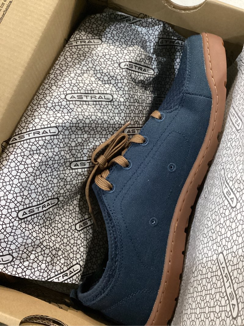 Condition photo showing New/Like New for size 9 astral men's loyak shoes - barefoot, quick-drying, minimalist sneaker for casual wear, water sports, travel, & hiking