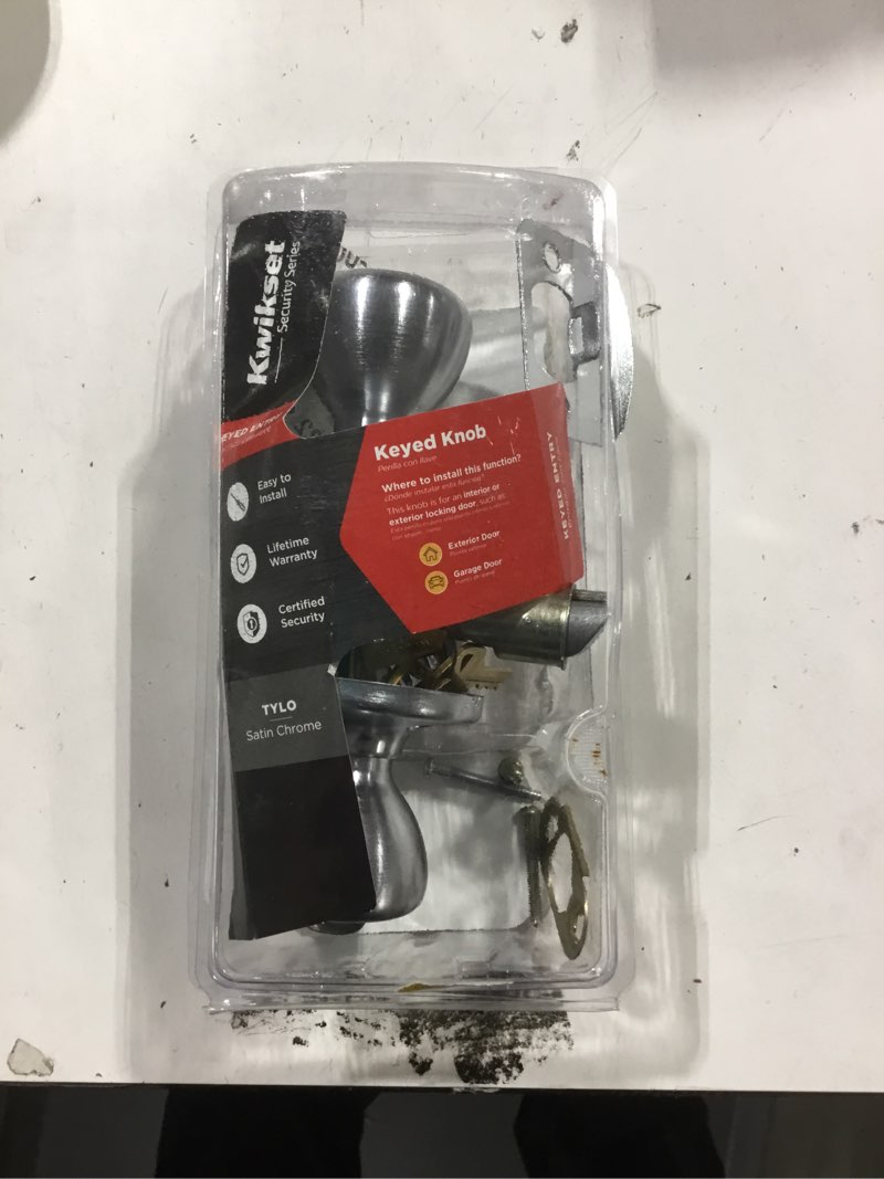 Condition photo showing As Is for Kwikset Tylo Keyed Entry Door Knob in SC