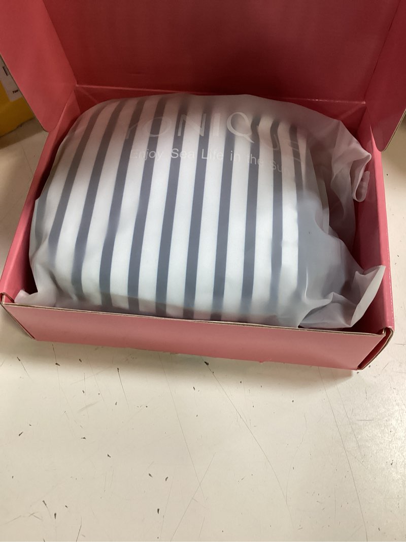 Condition photo showing New/Like New for yonique tankini swimsuits for women with shorts athletic two piece bathing suits racerback tank tops swimwear blue striped small
