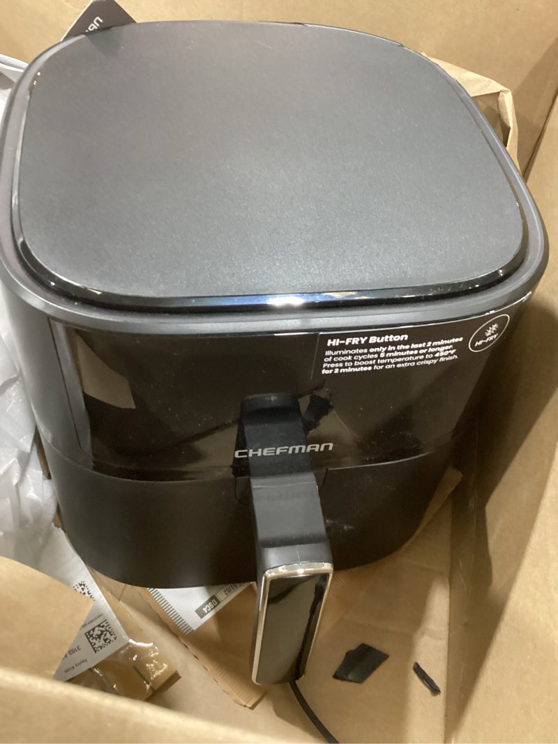 Condition photo showing As Is for chefman turbofry touch 6-quart digital air fryer