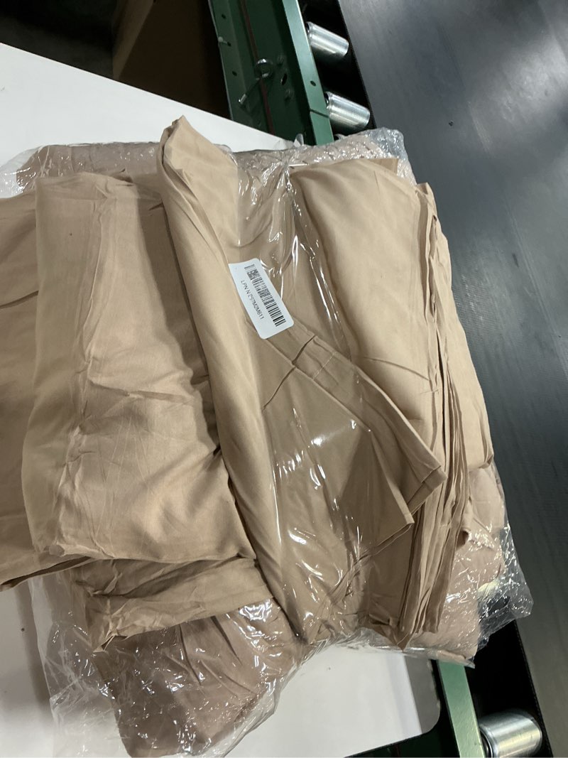 Condition photo showing As Is for cozylux full size comforter sets khaki, 7 pieces bed in a bag, khaki comforter full size, all season bedding sets with stitch quilted comforter, flat sheet, fitted sheet, pillowcases khaki full
