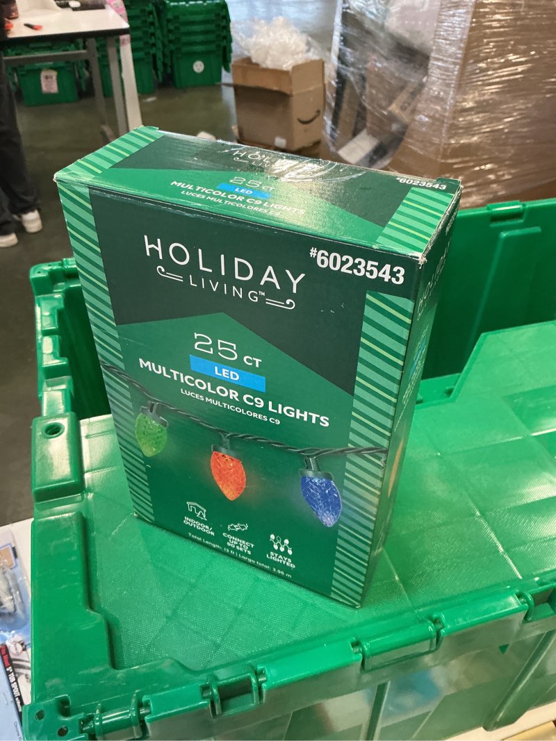 Condition photo showing As Is for Holiday living 25ct LED Multicolor C9 Lights  6023543 