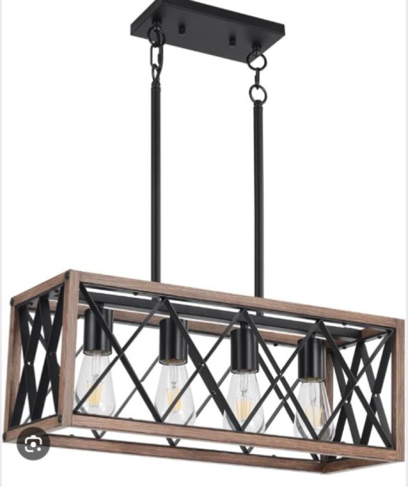 KEESFU 4-Light Dining Room Light Fixture, Farmhouse Kitchen Island Lighting,Adjustable Height Pendan