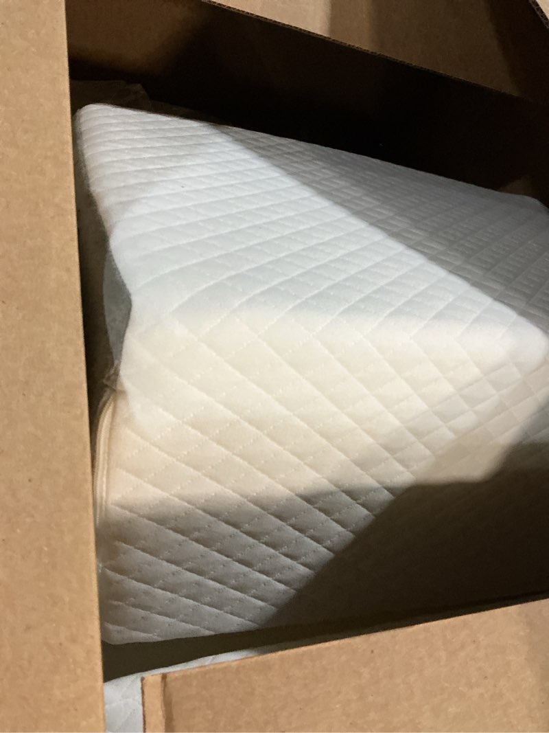 Condition photo showing As Is for yojoker 4pcs orthopedic bed wedge pillow set for sleeping, post surgery foam pillow for body, back and leg pain relief, triangle adjustable support pillow - acid reflux, anti snoring & gerd sleeping white 4pcs