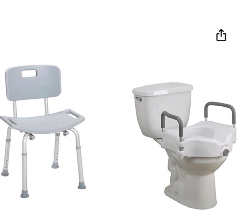 Drive Medical RTL12027RA 2-in-1 Raised Toilet Seat with Removable Padded Arms, Standard Seat