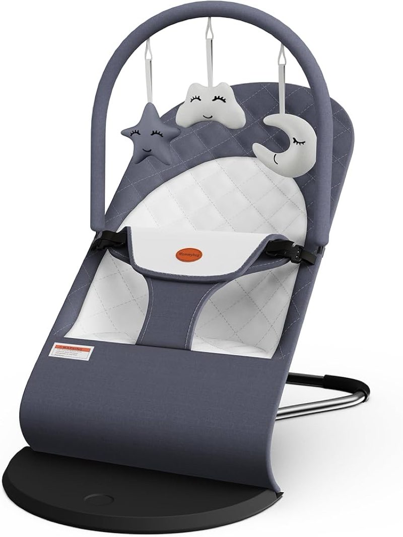 Portable Baby Bouncer Seat for Infants, 0-18 Months, 3 Modes of Use with Rocker & Stationary Options
