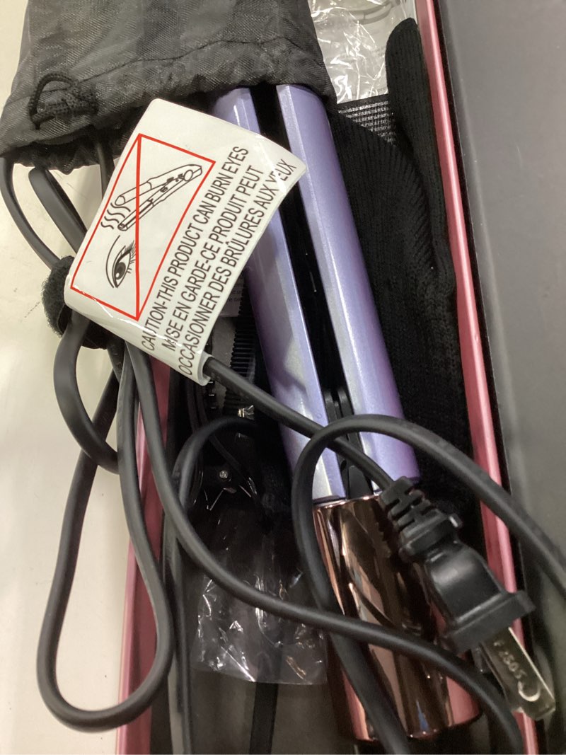 Condition photo showing Good Condition for ig inglam titanium flat iron hair straightener, curling iron 1 inch, infrared negative ionic hair straightener 11 adjust temp 250°f to 450°f, shiny hair dual voltage 110-240v, gift, purple